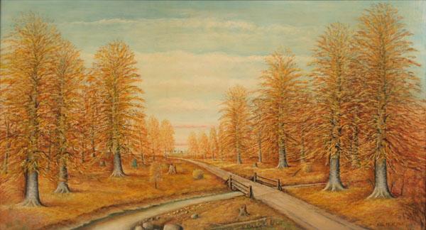 Appraisal: F G Hill American th century autumn landscape oil on