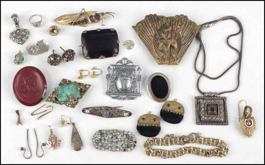 Appraisal: COLLECTION OF JEWELRY Comprised of pendants brooches necklaces and earrings