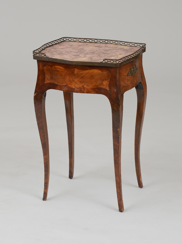 Appraisal: LOUIS XV KINGWOOD AND TULIPWOOD PARQUETRY TABLE CRIRE Stamped 'P