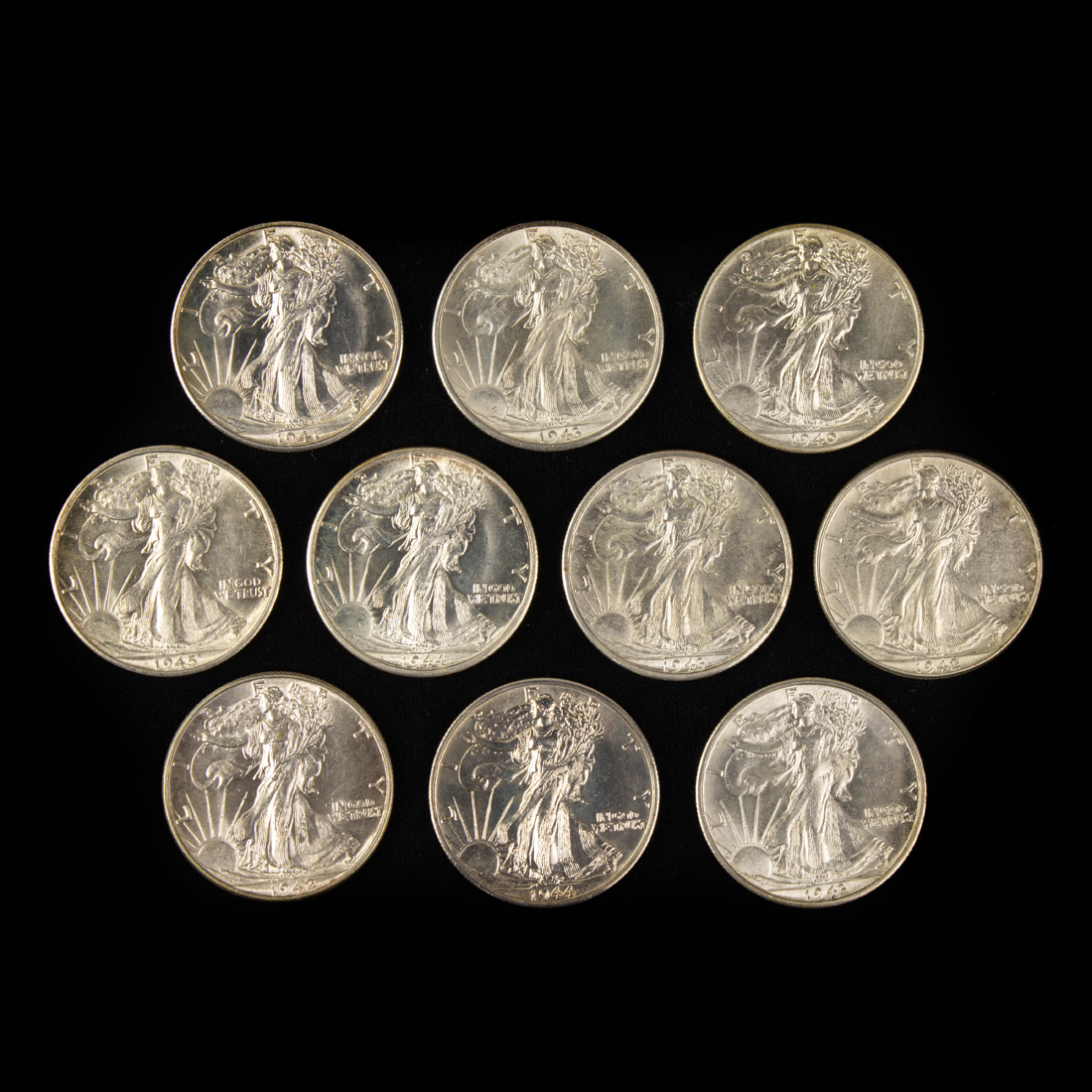 Appraisal: Lot of Walking Liberty half dollars D S D S