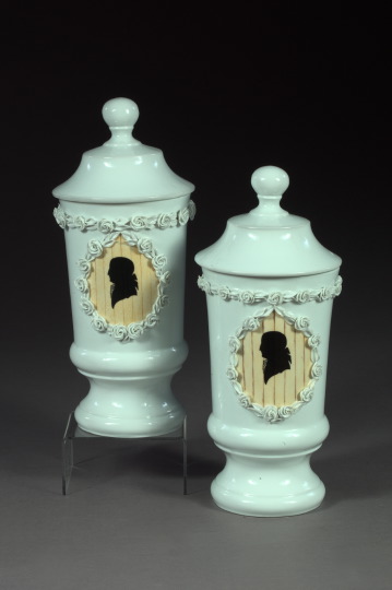 Appraisal: Large Pair of Porcellain Woestlinroos White Ironstone Apothecary Jars each