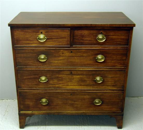 Appraisal: George III mahogany straight front chest two short and three