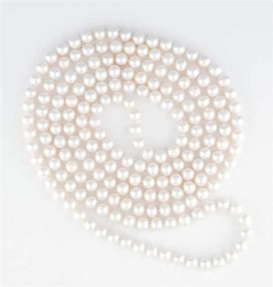 Appraisal: Cultured pearl endless strand necklace one hundred eighty-eight white pearls