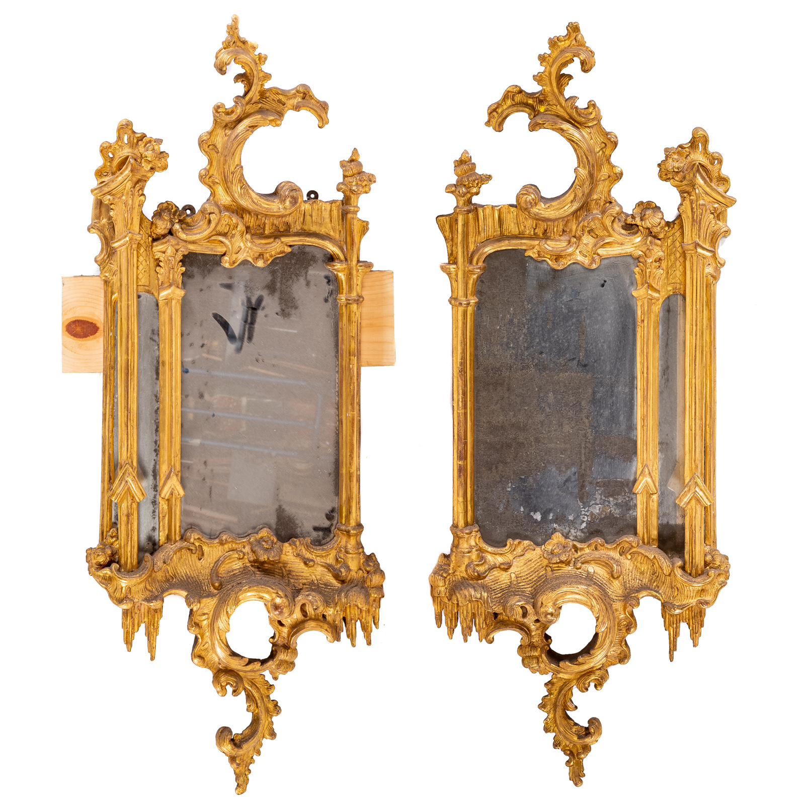 Appraisal: A PAIR OF GEORGE II CHINESE CHIPPENDALE MIRRORS Mid- th