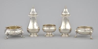 Appraisal: A Group of Sterling Silver Salt Containers Including a -