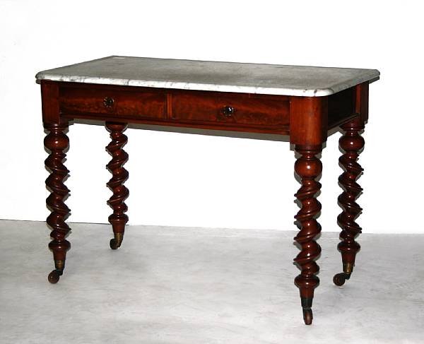 Appraisal: A Victorian mahogany marble top mixing table mid th century