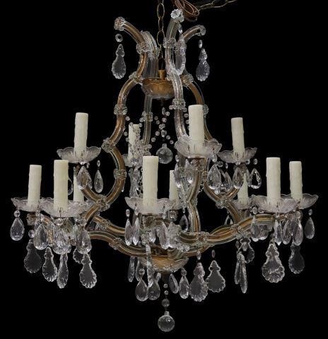 Appraisal: Maria Theresa style twelve-light chandelier th c glass-clad frame twelve