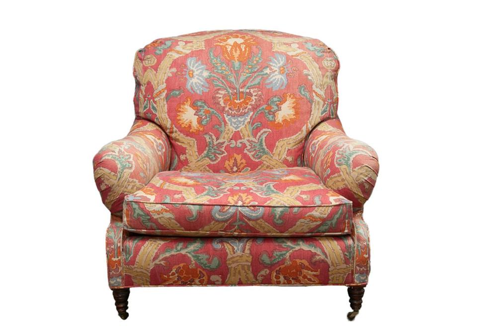 Appraisal: RALPH LAUREN PRINT UPHOLSTERED OVER-STUFFED ARMCHAIRCondition with fading to upholstery