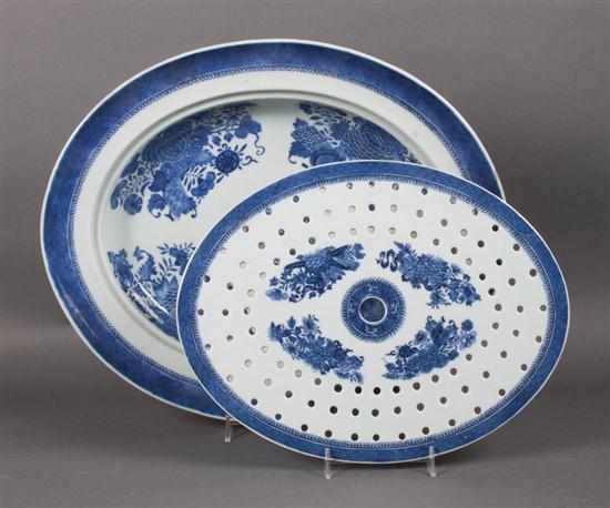 Appraisal: Chinese Export Blue Fitzhugh porcelain platter and mazzrine circa platter