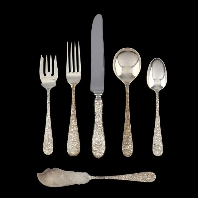 Appraisal: STIEFF STIEFF ROSE STERLING SILVER FLATWARE SERVICE pieces including knives