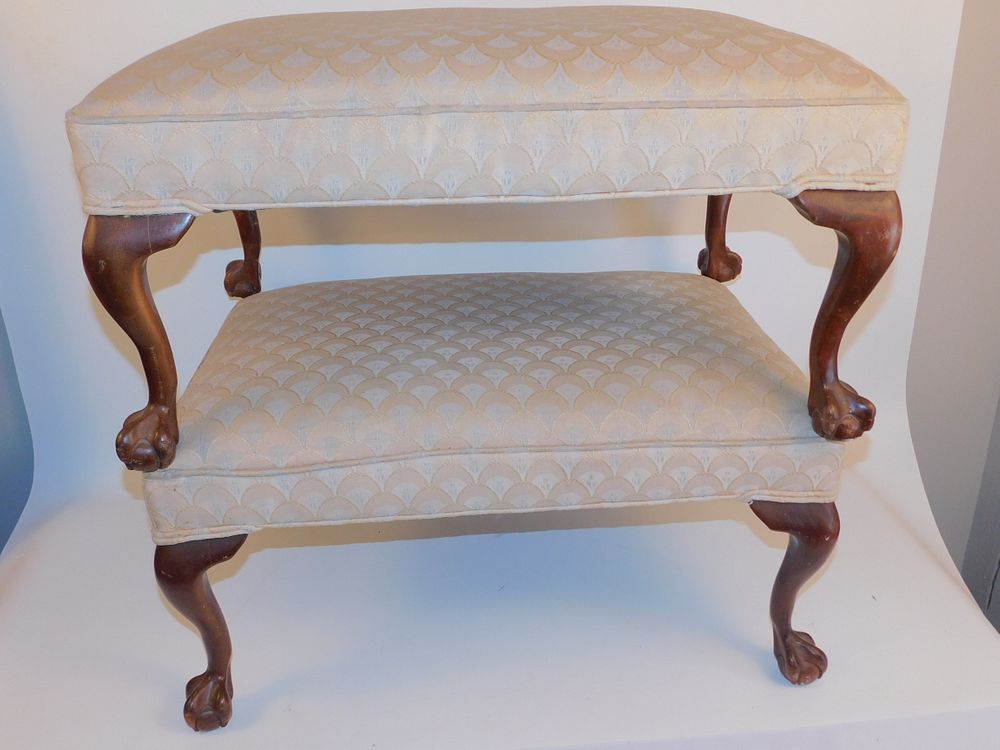 Appraisal: PAIR CHIPPENDALE FOOTSTOOLS Pair custom mahogany Chippendale style footstools with