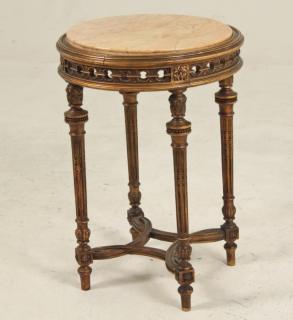 Appraisal: LOUIS XVI STYLE CARVED GILTWOOD MARBLE TOP STAND WITH CROSS