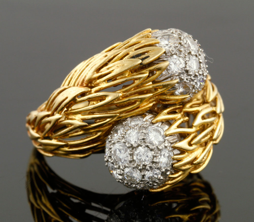 Appraisal: - K Yellow Gold and Diamond Bypass Ring K yellow