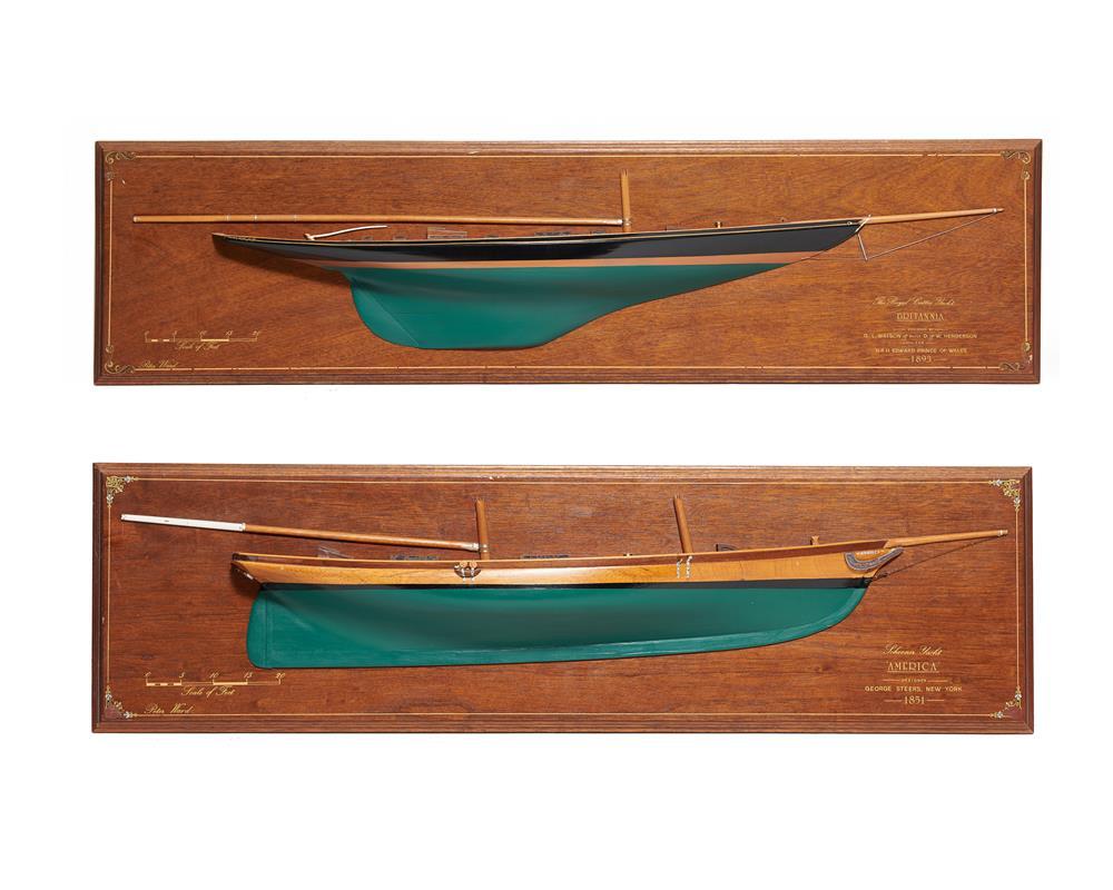 Appraisal: PETER WARD English b Two Scale Half Models The Schooner