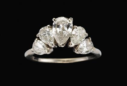 Appraisal: Platinum and diamond ring Set with five graduated pear shaped