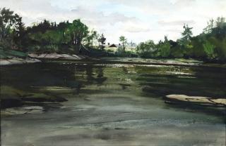 Appraisal: John McCoy American PA - watercolor Landscape on the River