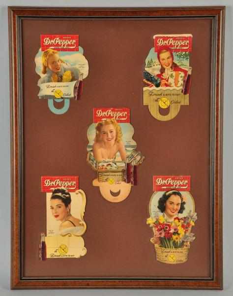 Appraisal: Lot of s Dr Pepper Bottle Toppers Description All framed