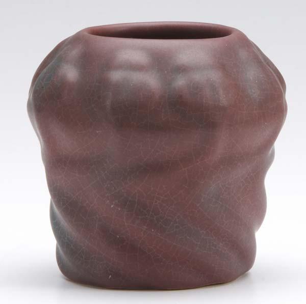 Appraisal: VAN BRIGGLE Vase with poppies covered in Persian Rose glaze