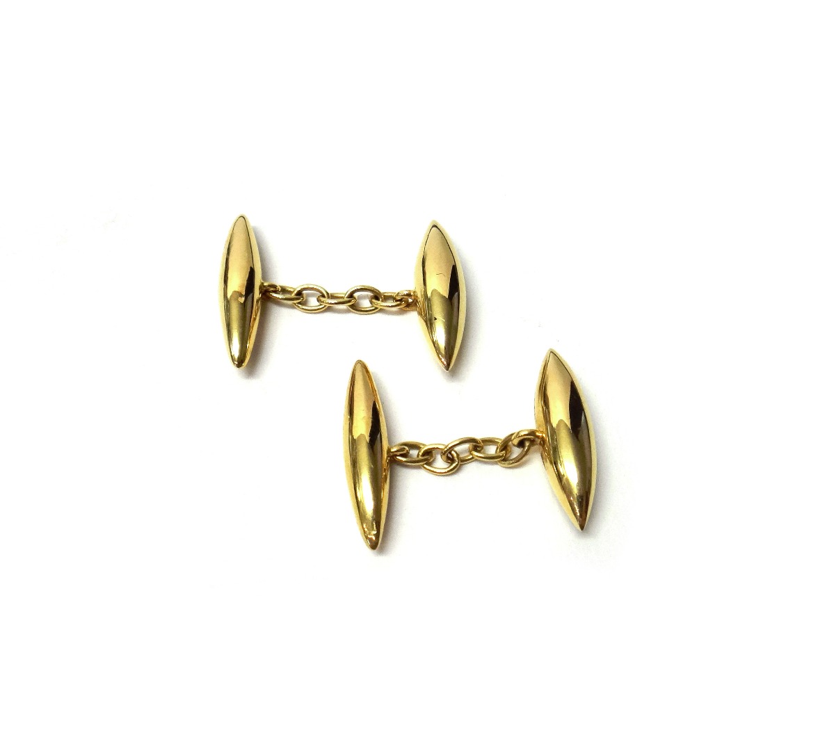 Appraisal: A pair of ct gold 'torpedo' plain cufflinks combined gross