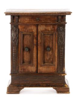 Appraisal: English Jacobean Stained Oak Cabinet English th century An English