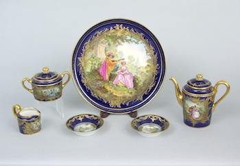 Appraisal: An Antique Porcelain Part Tea Set from Limoges Part tete