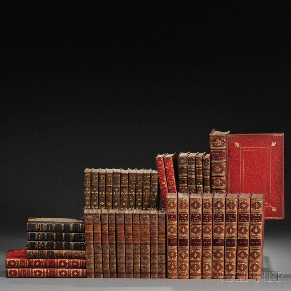 Appraisal: Decorative Leather Bindings Forty-one Volumes John Keats's Poetical Works and