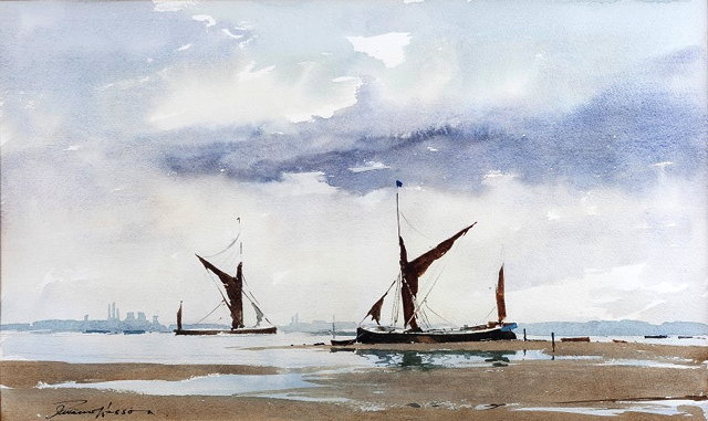 Appraisal: Edward Wesson British - Boats on an estuarysigned lower left