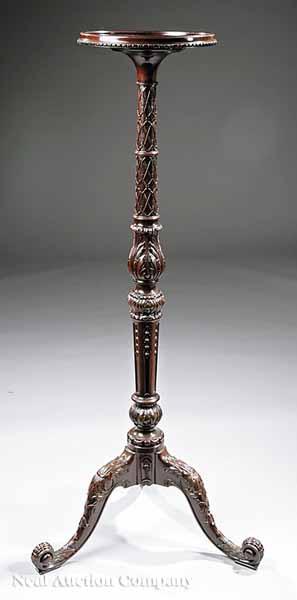 Appraisal: An Antique George III-Style Carved Mahogany Torch re th c