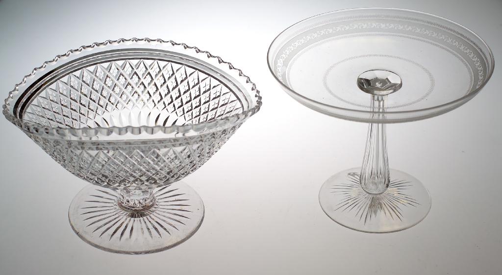 Appraisal: IRISH CUT-GLASS FRUIT BOWL c of boat form the body