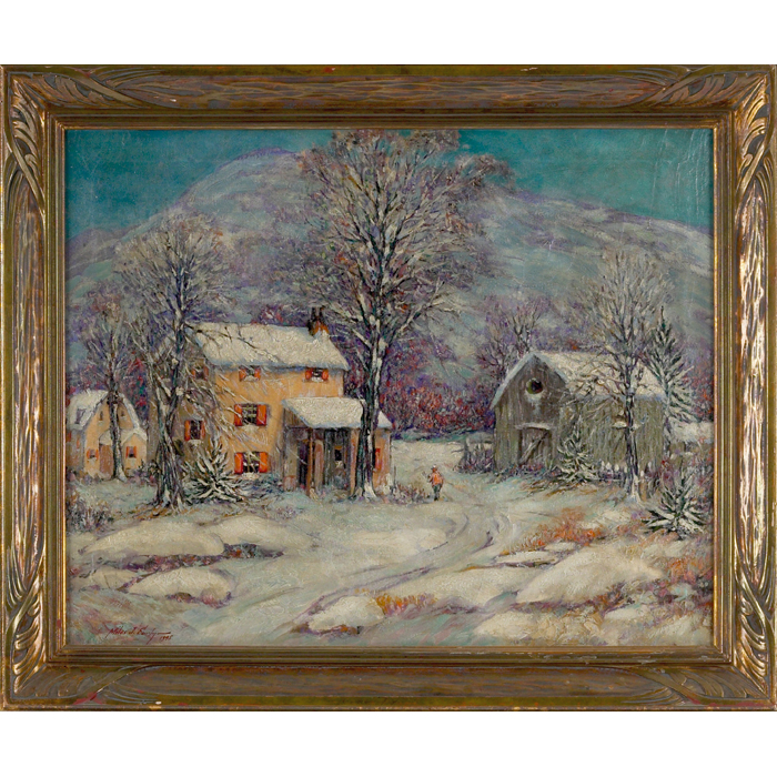 Appraisal: Miles Jefferson Early American - Winter in the Penn oil