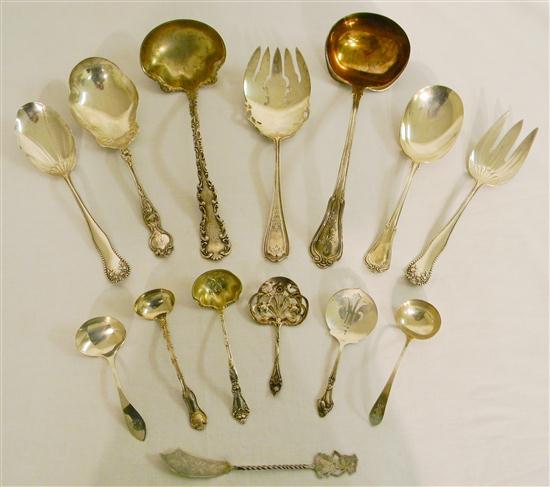 Appraisal: Sterling silver serving pieces and flatware some ornate including two