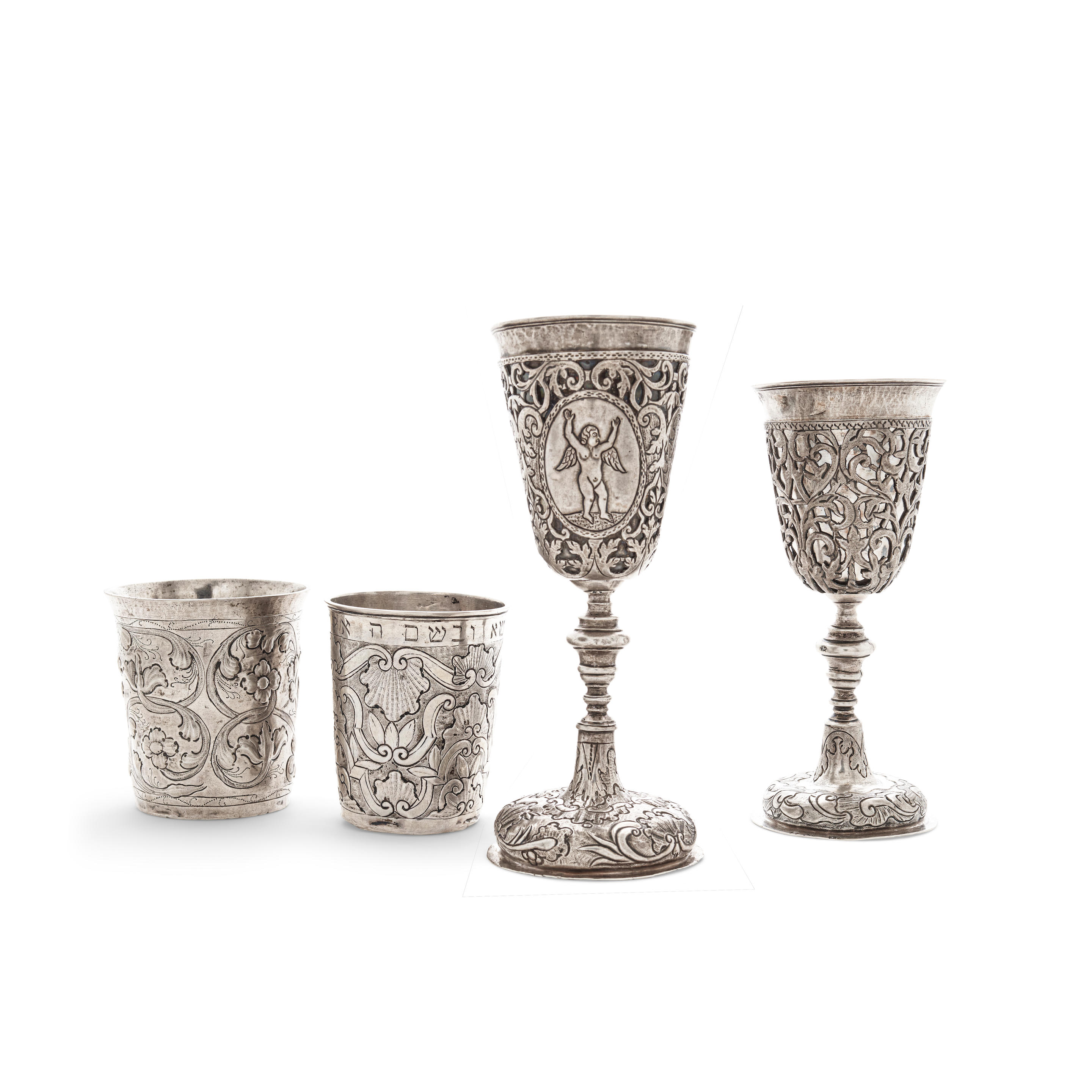 Appraisal: FOUR RUSSIAN STANDARD SILVER GOBLETS AND CUPS BY VARIOUS MAKERS