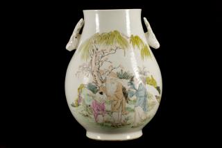 Appraisal: Chinese Porcelain Hu Vase Scholar Figural Scene Chinese th century