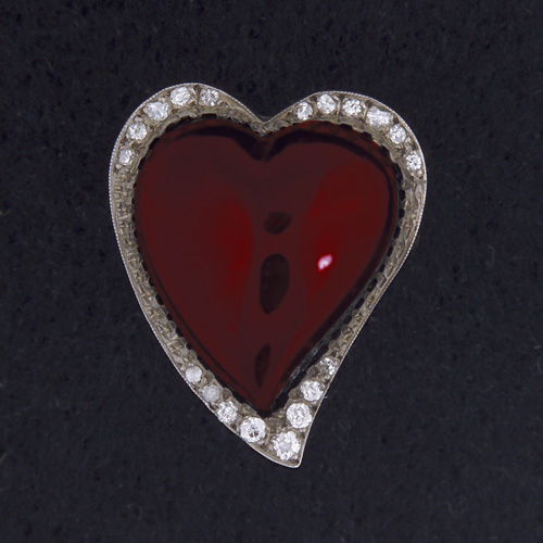 Appraisal: TH C Heart motif ring wiht carbuncle garnet and rose-cut