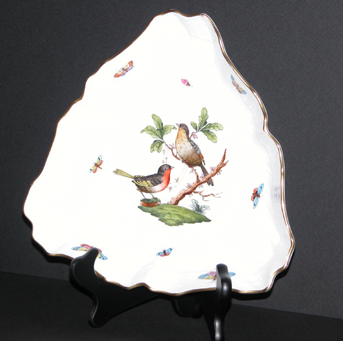 Appraisal: Herend Porcelain Decorated Tri-corner bowl with painted birds and butterflies