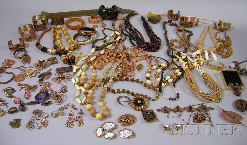 Appraisal: Large Group of Mostly Copper and Wooden Jewelry