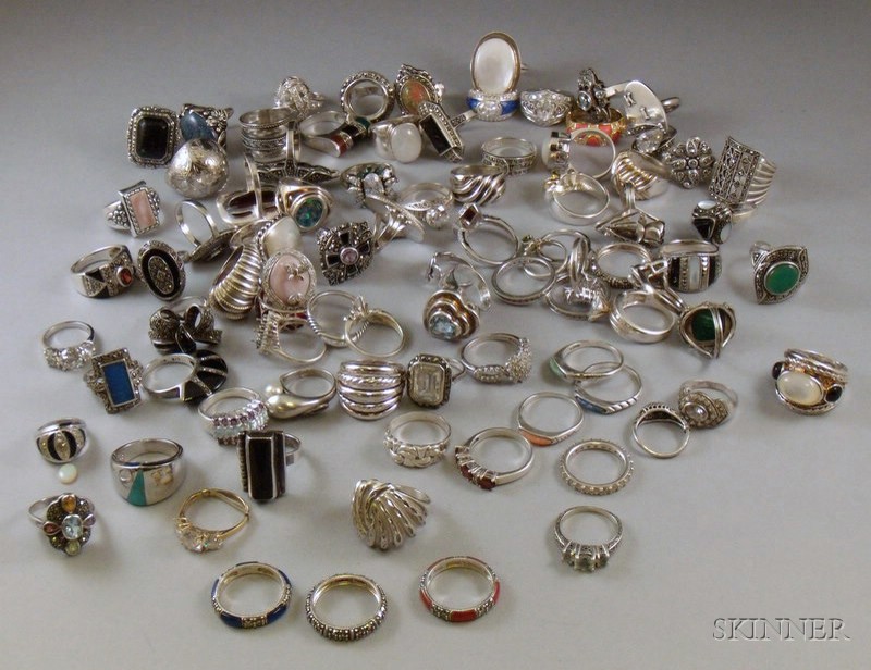 Appraisal: Approximately Eighty-six Sterling Silver Rings