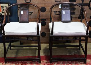 Appraisal: Two Chinese Horseshoe Back Chairs Pair of Chinese horseshoe back