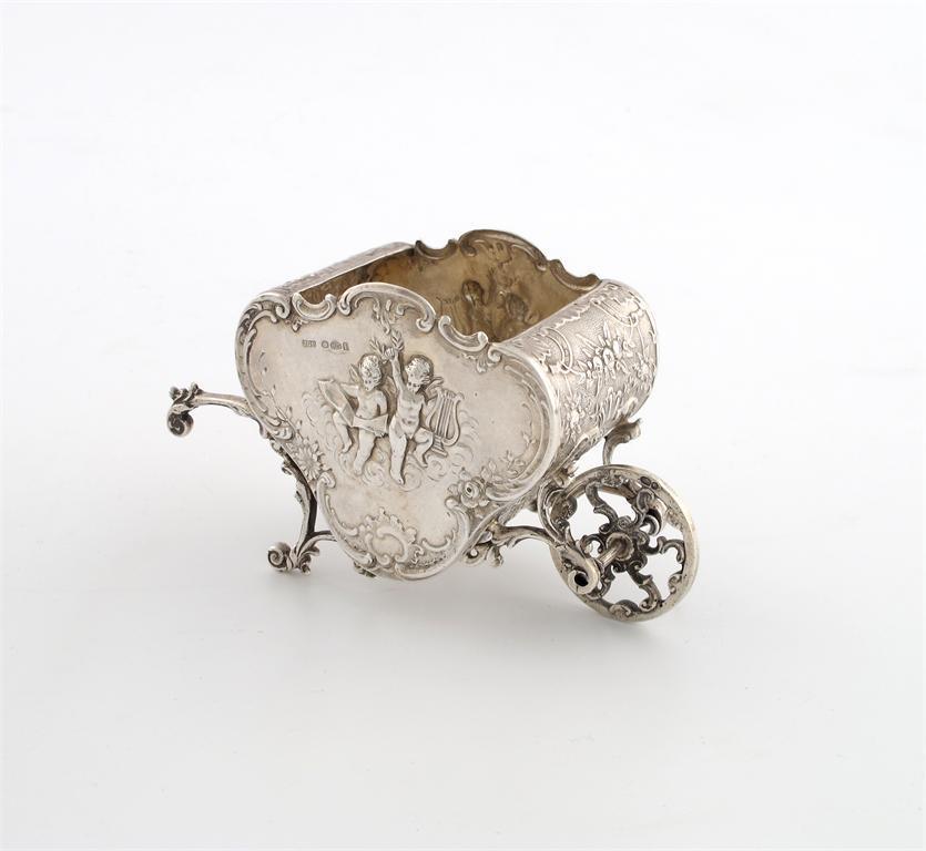 Appraisal: An Edwardian continental silver wheelbarrow