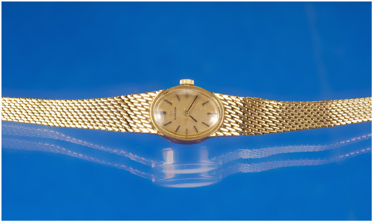 Appraisal: ct Gold Ladies Omega Wristwatch Gilt Dial and Batons On