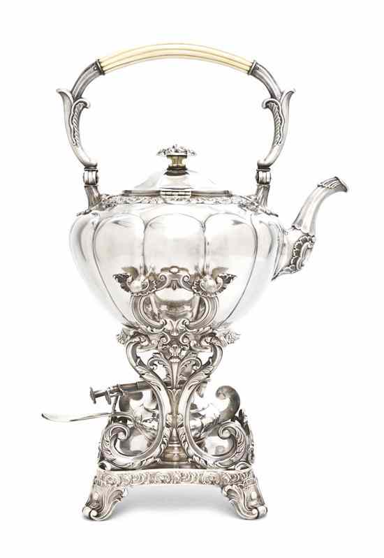 Appraisal: A German Silver Kettle on Stand Bruckmann Sohne Heilbronn with