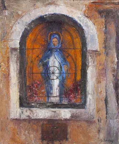 Appraisal: Gayle Stott Lowry NC Madonna in Windowmixed media on canvas