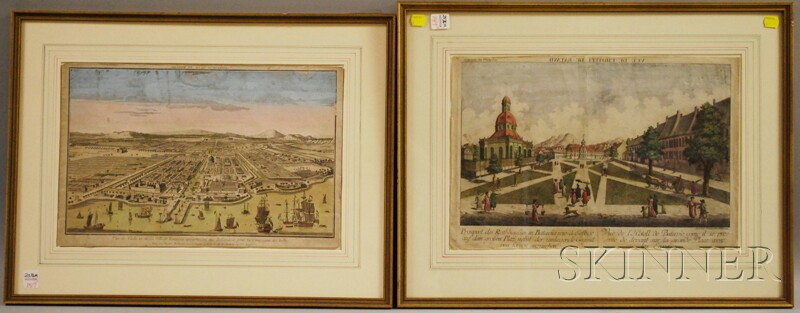 Appraisal: Two Framed French Hand-colored Engravings Depicting Views of Batavia L'Isle