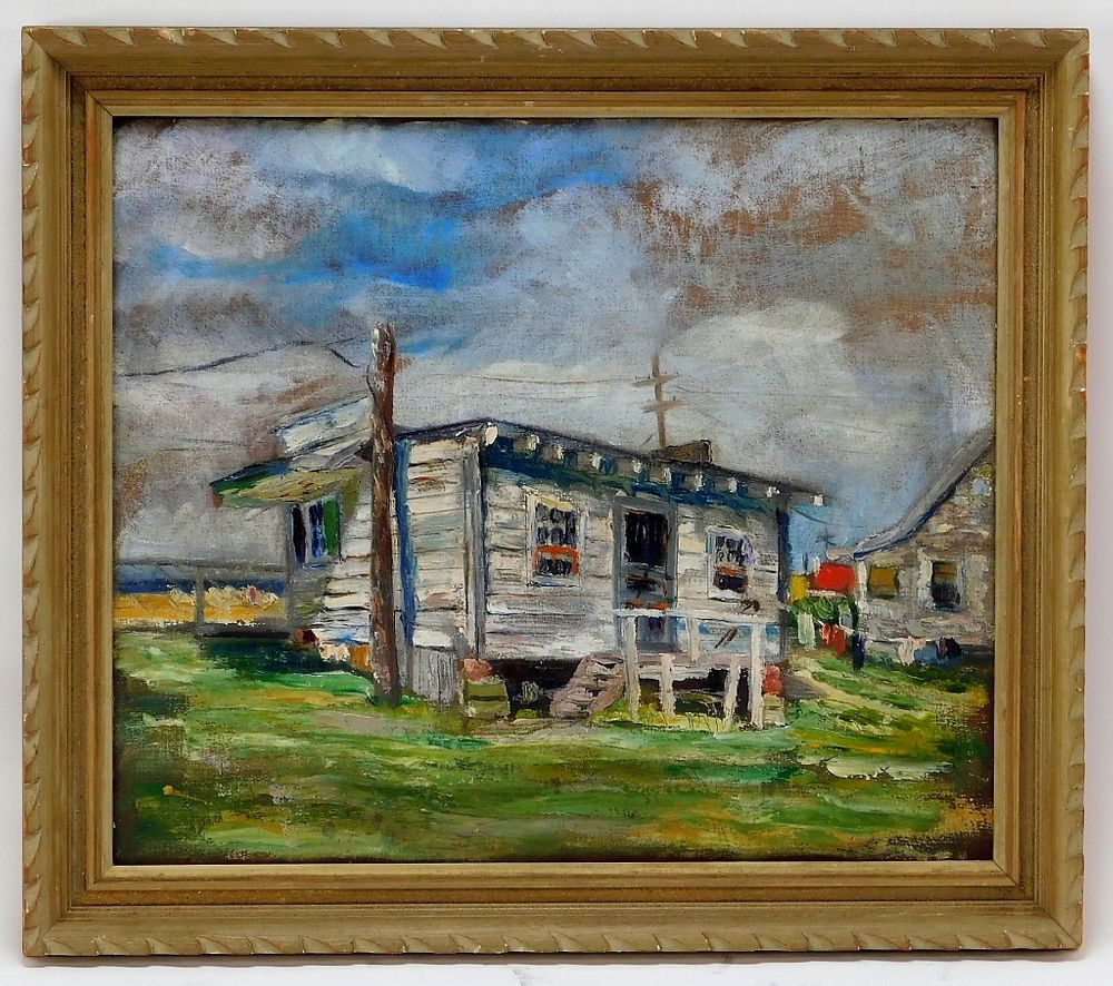 Appraisal: American Impressionist Beach Shanty O C Painting United States Early