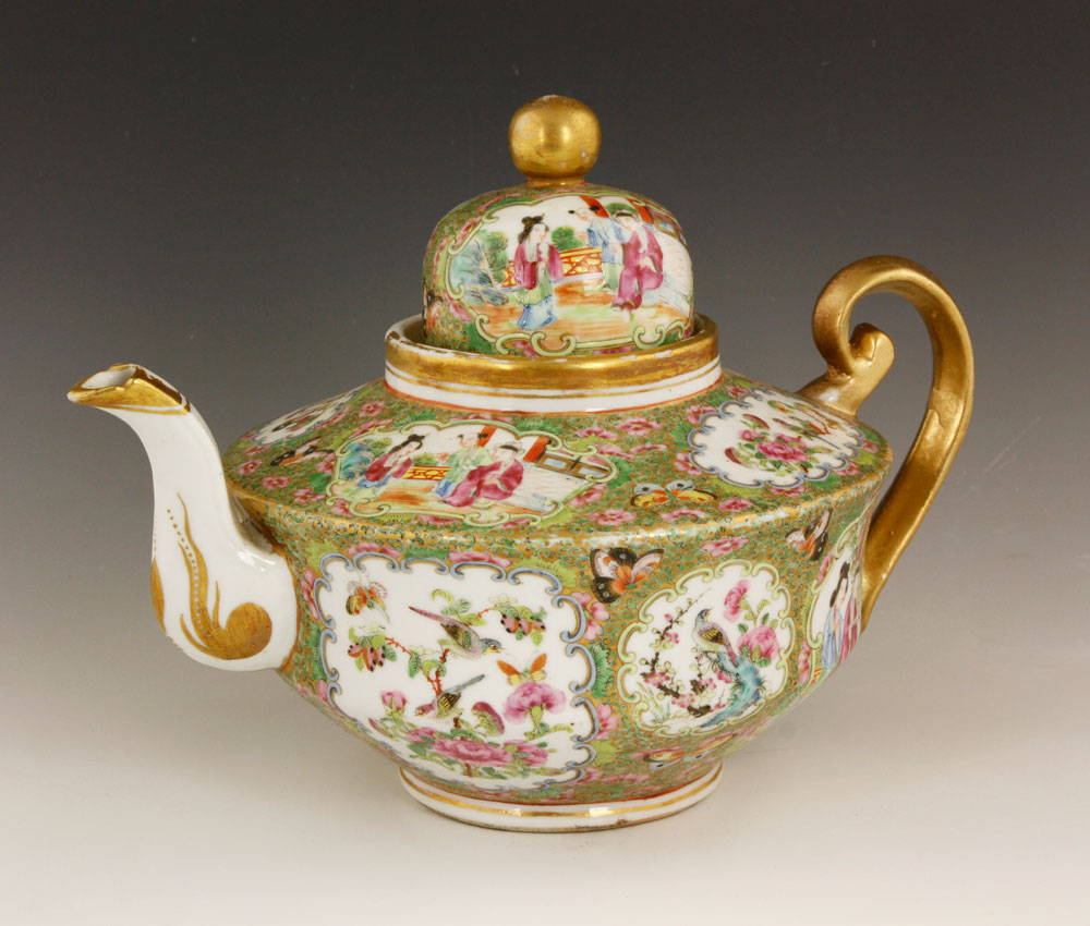 Appraisal: - th C Chinese Rose Medallion Teapot th century Chinese