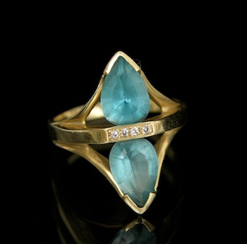 Appraisal: Another Aquamarine and Diamond Ring k yellow gold ring set