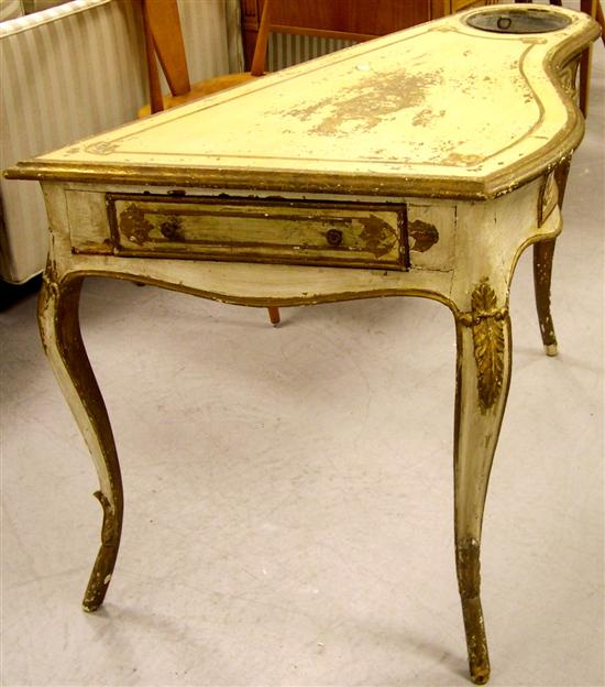 Appraisal: Italian ''Florentine'' harpsichord-form planter table single drawer painted with antiqued