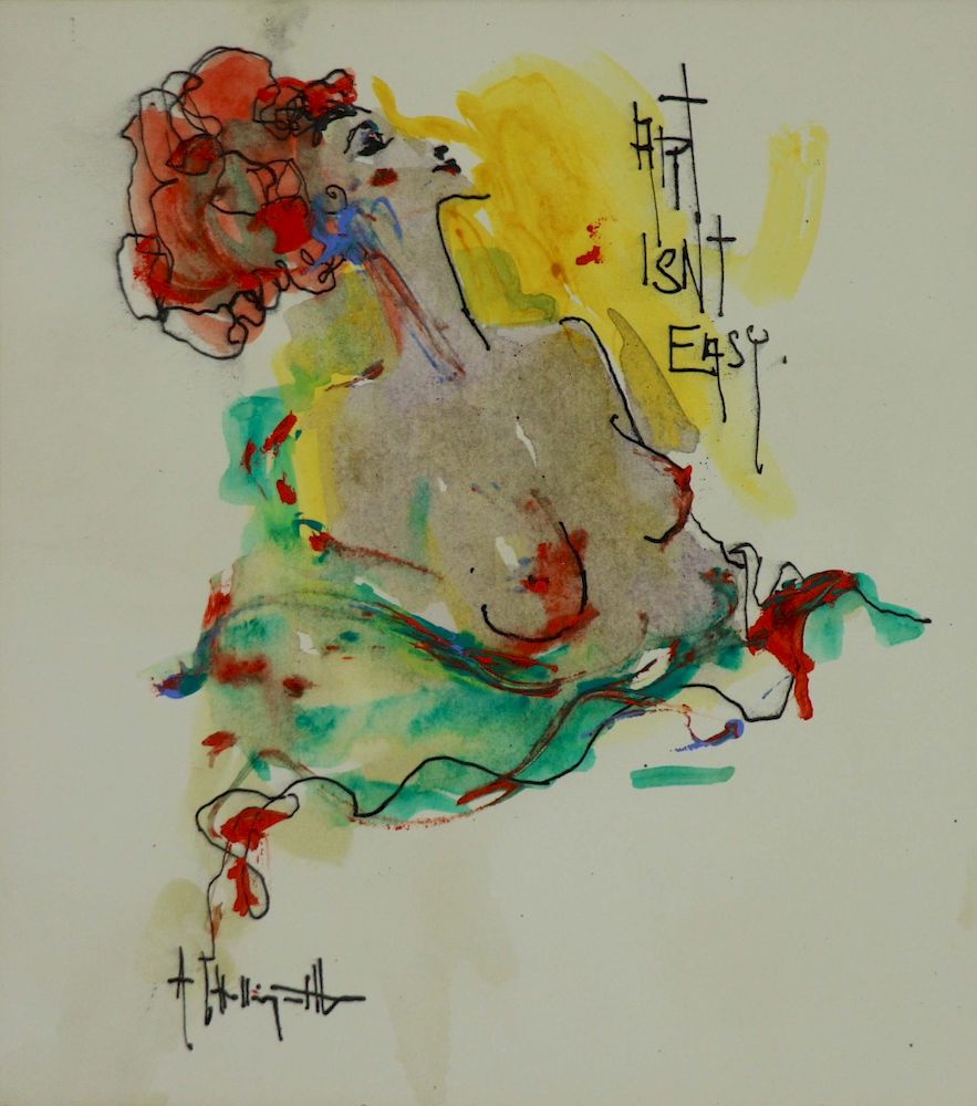 Appraisal: ALVIN HOLLINGSWORTH AFRICAN-AMERICAN - Mixed media on paper Hip Ain't