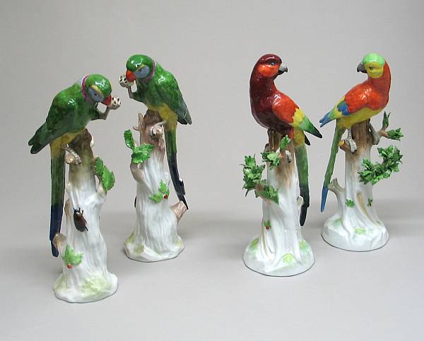 Appraisal: Two pairs of Dresden porcelain birds Carl Theime first quarter