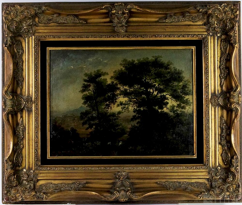 Appraisal: C Landscape Oil Painting after Meindert Hobbema Meindert Hobbema after